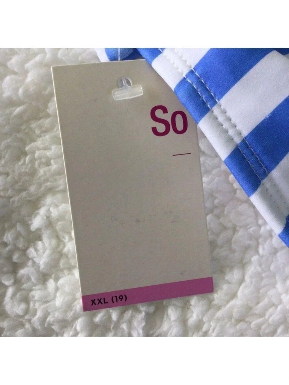 SO bikini Woman’s Junior size XXL blue and white (periwinkle) striped
